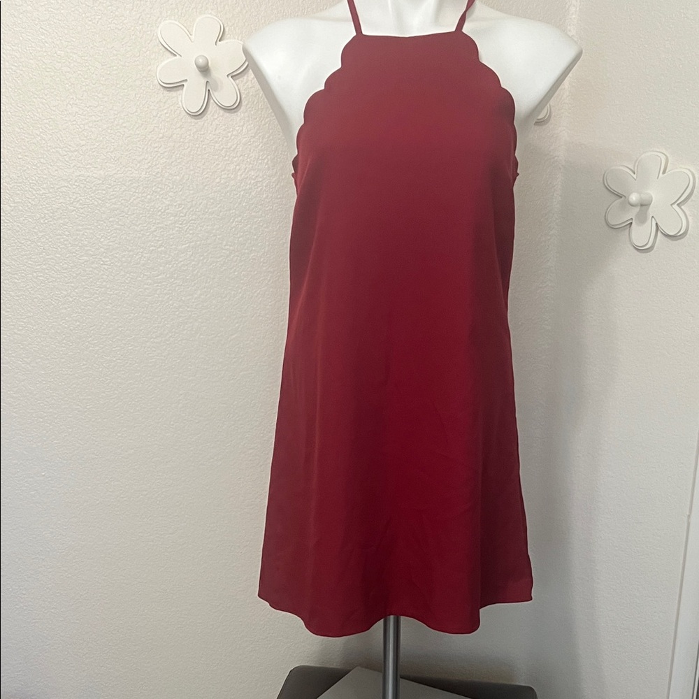 Lulus Endlessly Enduring Red scallop dress